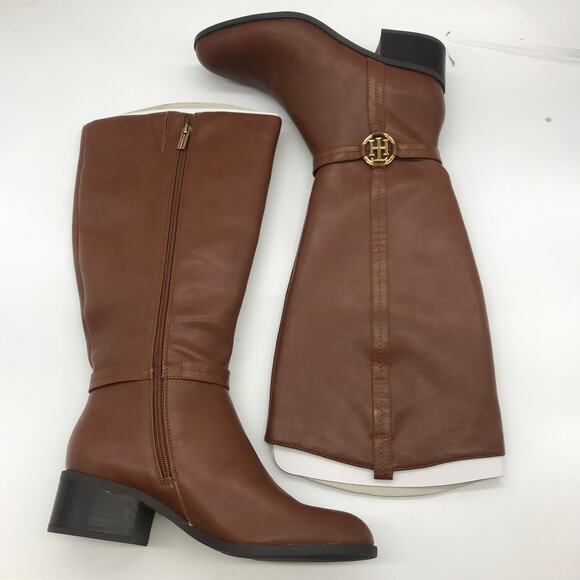 Tommy Hilfiger Womens Diwan2 Riding Boots Brown Block Heel Side Zip 9.5 M New - Picture 6 of 12